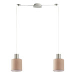 SE21-NM-4-NM2-SH3 ADEPT TUBE Nickel Matt Pendant Brown Fabric Shade+