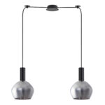 SE21-BL-4-BL2-GL2  ADEPT TUBE Black Pendant Smoked Glass+