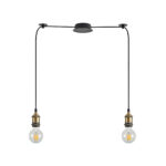 SE21-BR-10-BL2  MAGNUM Bronze Metal Pendant with Black Fabric Cable+