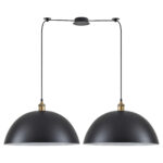 SE21-BR-10-BL2-MS50  MAGNUM Bronze Metal Pendant Black Shade with Black Fabric Cable+