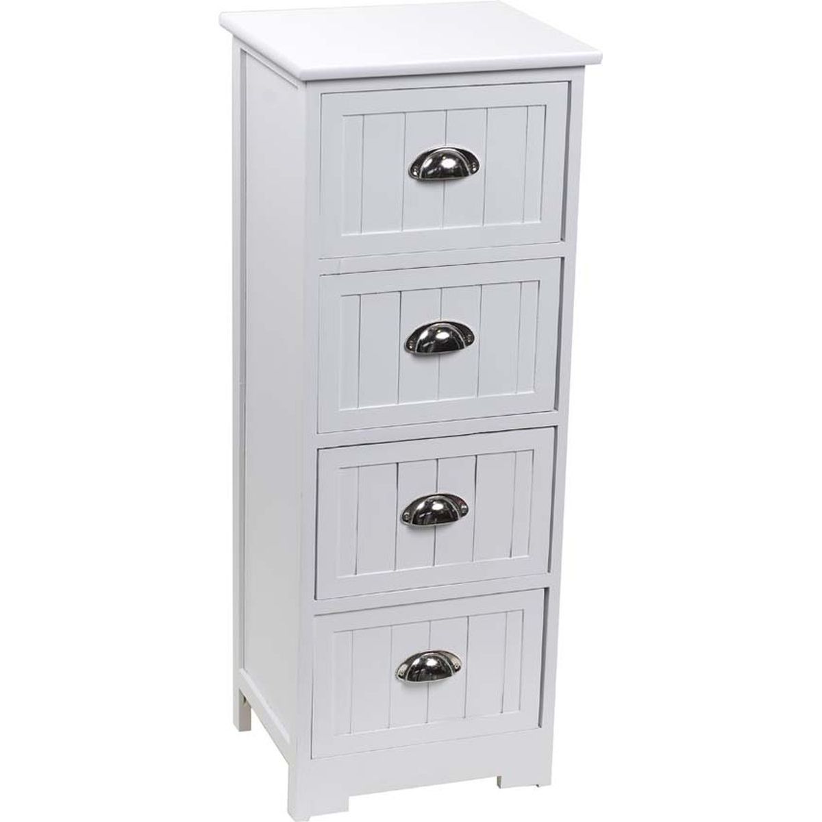 9812-2 Συρταριέρα MDF με 4 Συρτάρια Λευκή 35x30x90cm MRShome - Image 1