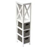 Έπιπλο MDF με 1 Ράφι και 3 Συρτάρια Γκρι/Λευκό 17x24x82cm MRShome