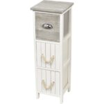 Συρταριέρα MDF με 3 Συρτάρια Γκρι/Λευκή 25x25x77cm MRShome