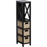 Έπιπλο MDF με 1 Ράφι και 3 Συρτάρια Μαύρο 17x24x82cm MRShome