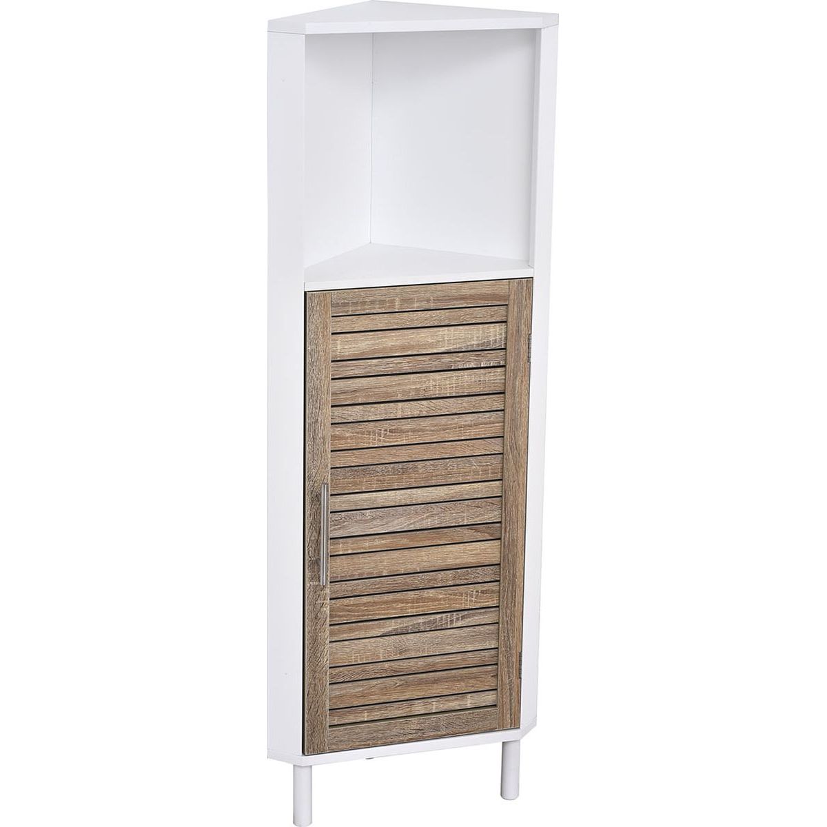 9923306 Έπιπλο Γωνιακό MDF/Βελανιδιά με 1 Ράφι και 1 Ντουλάπι με Ράφι στο Εσωτερικό Καφέ/Λευκό 30x30x118cm MRShome - Image 1