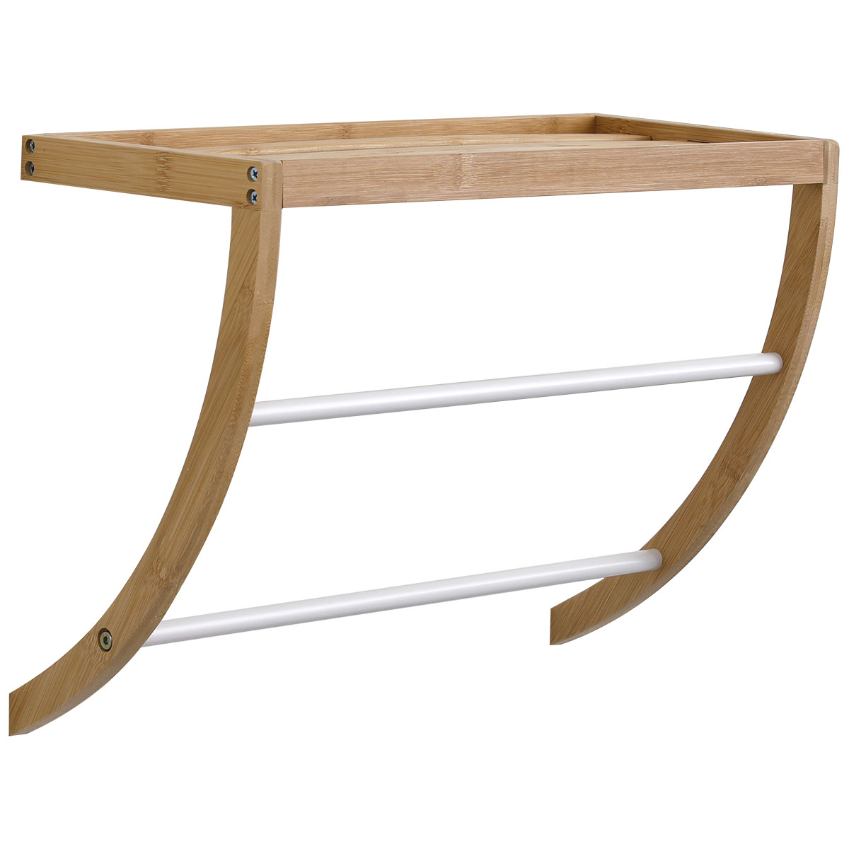 9960 Κρεμάστρα Τοίχου με Ράφι Bamboo 45x20x34cm Μπεζ/Λευκή MRShome - Image 1