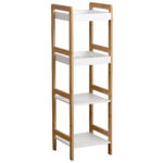 Ραφιέρα 4 θέσεων Bamboo/MDF Μπεζ/Λευκή 34x33x110cm MRShome