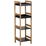 Ραφιέρα 4 θέσεων Bamboo/MDF Μπεζ/Μαύρη 34x33x110cm MRShome