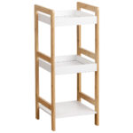 Ραφιέρα 3 θέσεων Bamboo/MDF Μπεζ/Λευκό 33x33x80cm MRShome