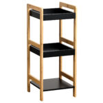 Ραφιέρα 3 θέσεων Bamboo/MDF Μπεζ/Μαύρη 33x33x80cm MRShome