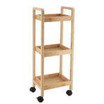 Ραφιέρα Bamboo/MDF με 3 Ράφια Φυσική με Ροδάκια 28.5x21x79cm MRShome