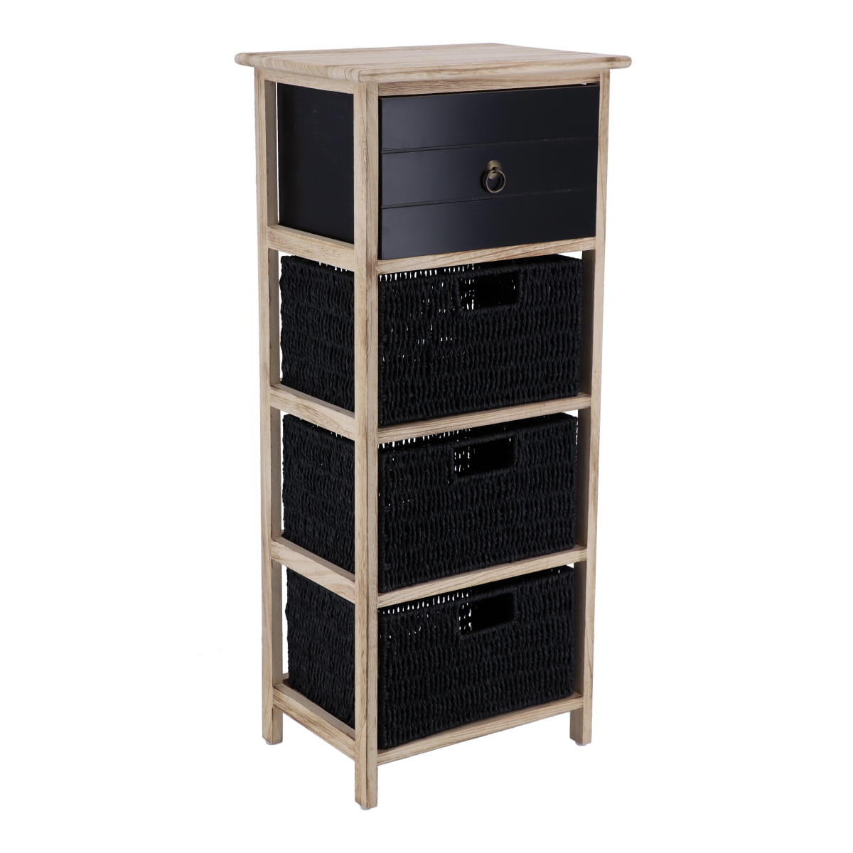 9998 Έπιπλο MDF με 1 Ράφι και 3 Συρτάρια 37.5x27.5x86cm Μαύρο MRShome - Image 1
