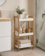 Ραφιέρα Μπάνιου με 3 Ράφια από Bamboo & MDF Natural/White MRShome - Image 3