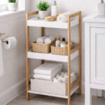 Ραφιέρα Μπάνιου με 3 Ράφια από Bamboo & MDF Natural/White MRShome - Image 2