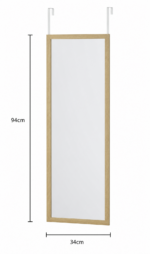 Κρεμαστός Καθρέπτης για Πόρτα από MDF 34x94cm Natural MRShome - Image 4