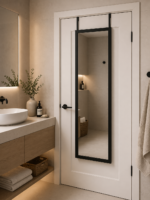 Κρεμαστός Καθρέπτης για Πόρτα από MDF 34x94cm Black MRShome - Image 2