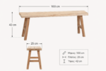 Πάγκος Teak Wood 100x25x42cm MRShome - Image 4
