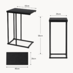Side Table Μεταλλικό με Επιφάνεια MDF/Μελαμίνη 40x26x58cm Black MRShome - Image 3