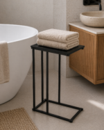 Side Table Μεταλλικό με Επιφάνεια MDF/Μελαμίνη 40x26x58cm Black MRShome - Image 2