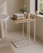 Side Table με Μεταλλικό Σκελετό Off-White και Αφαιρούμενη Επιφάνεια από MDF 45x28x59cm MRShome - Image 2