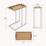 Side Table με Μεταλλικό Σκελετό Off-White και Αφαιρούμενη Επιφάνεια από MDF 45x28x59cm MRShome - Image 4