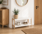 Παπουτσοθήκη 2 Επιπέδων από Bamboo/MDF 70x26x36cm Natural/White MRShome - Image 2