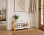 Παπουτσοθήκη 2 Επιπέδων από Bamboo/MDF 70x26x36cm Natural/White MRShome - Image 3