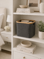 Καλάθι Αποθήκευσης Polyester με Bamboo 30.5x30.5x30cm Deep Grey MRShome - Image 3