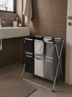 Καλάθι Απλύτων Polyester με Σκελετό Αλουμινίου 58x40cm MRShome - Image 3