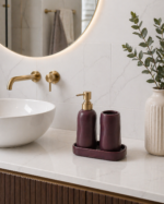 Σετ Μπάνιου Stoneware 3 Τεμαχίων Aubergine 7428U MRShome - Image 2