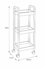 Ραφιέρα Bamboo/MDF με 3 Ράφια Φυσική/Μαύρη με Ροδάκια 28.5x21x79cm MRShome - Image 4