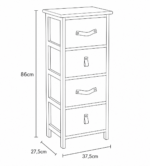 Συρταριέρα MDF με 4 Συρτάρια με Λαβή Λευκή 37.5x27.5x86cm MRShome - Image 4