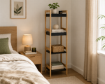 Ραφιέρα 4 θέσεων Bamboo/MDF Μπεζ/Μαύρη 34x33x110cm MRShome - Image 3