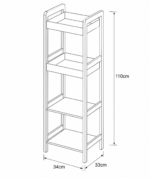 Ραφιέρα 4 θέσεων Bamboo/MDF Μπεζ/Μαύρη 34x33x110cm MRShome - Image 4