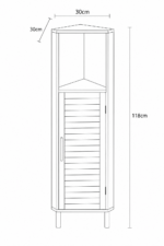 Έπιπλο Γωνιακό MDF/Βελανιδιά με 1 Ράφι και 1 Ντουλάπι με Ράφι στο Εσωτερικό Καφέ/Λευκό 30x30x118cm MRShome - Image 4