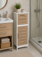 Έπιπλο MDF/Βελανιδιά με 1 Συρτάρι και 1 Ντουλάπι με Ράφι στο Εσωτερικό Καφέ/Λευκό 36.5x30x83cm MRShome - Image 2
