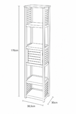 Έπιπλο MDF/Ακακία με 1 Ντουλαπάκι και 5 Ράφια Αποθήκευσης Γκρι/Καφέ 38.5x30x170cm MRShome - Image 5