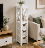 Έπιπλο MDF με 1 Ράφι και 3 Συρτάρια Λευκό 17x24x82cm MRShome - Image 2
