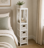 Έπιπλο MDF με 1 Ράφι και 3 Συρτάρια Λευκό 17x24x82cm MRShome - Image 3