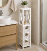 Έπιπλο MDF με 1 Ράφι και 3 Συρτάρια Λευκό 17x24x82cm MRShome - Image 4