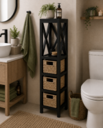 Έπιπλο MDF με 1 Ράφι και 3 Συρτάρια Μαύρο 17x24x82cm MRShome - Image 2