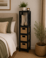 Έπιπλο MDF με 1 Ράφι και 3 Συρτάρια Μαύρο 17x24x82cm MRShome - Image 3
