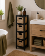 Συρταριέρα MDF με 4 Συρτάρια 17x24x65cm Μπεζ/Μαύρο MRShome - Image 3