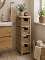 Συρταριέρα MDF με 4 Συρτάρια 17x24x65cm Μπεζ MRShome - Image 2