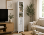 Έπιπλο MDF με 3 Ράφια και 1 Ντουλάπι με 2 Ράφια στο Εσωτερικό 35x26x173cm Λευκό MRShome - Image 3