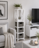 Έπιπλο MDF με 1 Ράφι και 3 Συρτάρια Γκρι/Λευκό 17x24x82cm MRShome - Image 2