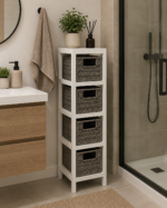 Συρταριέρα με 4 Συρτάρια MDF Γκρι/Λευκή 17x24x65cm MRShome - Image 2
