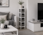 Συρταριέρα με 4 Συρτάρια MDF Γκρι/Λευκή 17x24x65cm MRShome - Image 3