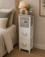 Συρταριέρα MDF με 3 Συρτάρια Γκρι/Λευκή 25x25x77cm MRShome - Image 2
