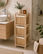 Συρταριέρα MDF με 3 Συρτάρια 25x25x77cm Μπεζ MRShome - Image 2